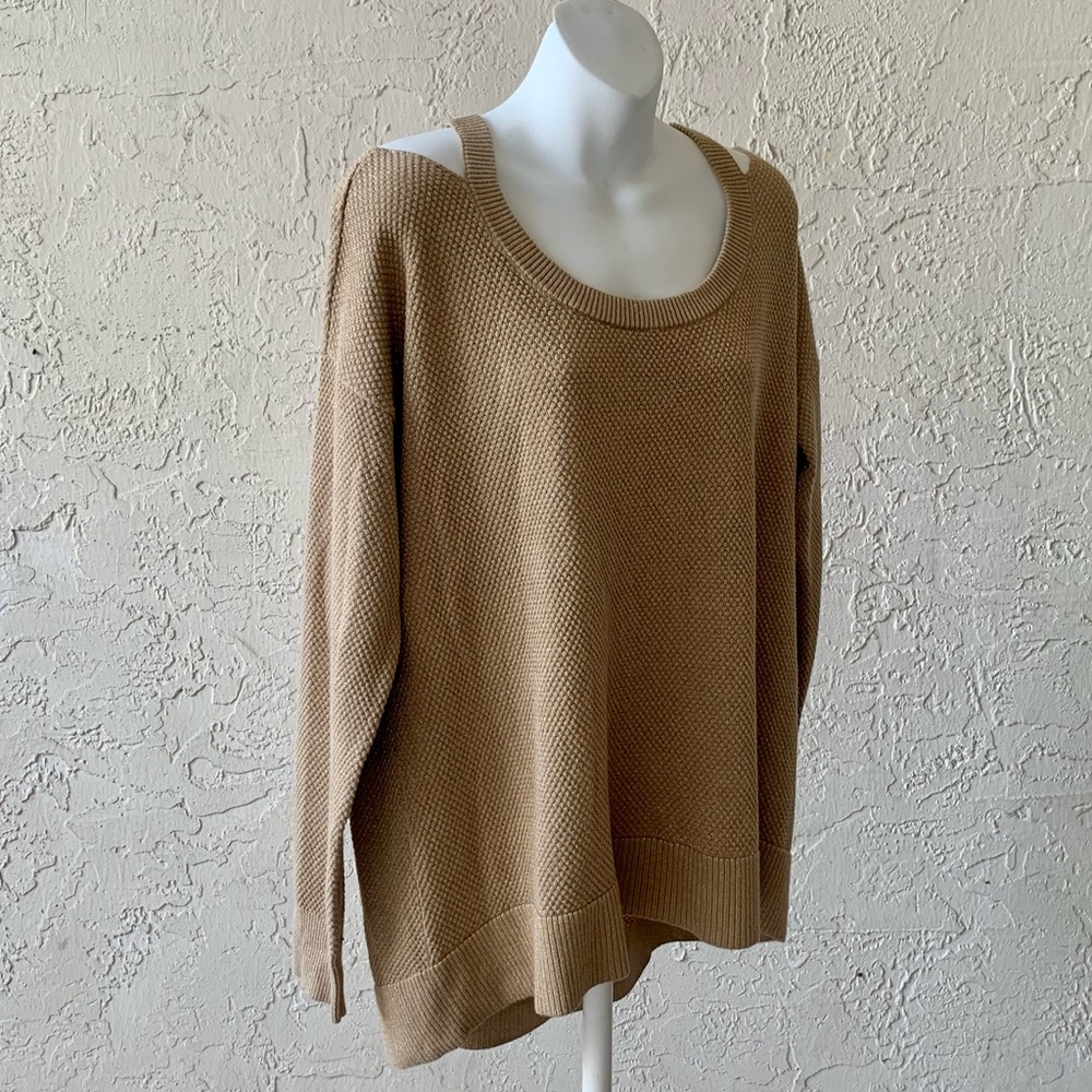 MICHAEL KORS CUTOUT & COLD SHOULDER SWEATER. Gold Size XL - Picture 4 of 9